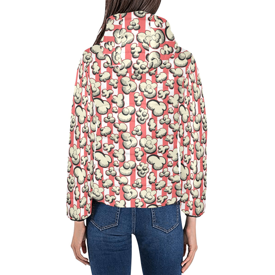Popcorn Pattern Print Design 05 Women's Padded Hooded Jacket