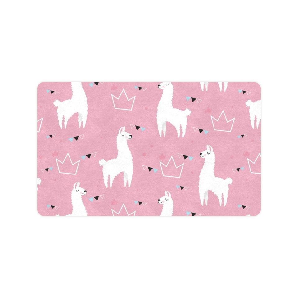 Llama Alpaca pink background Doormat