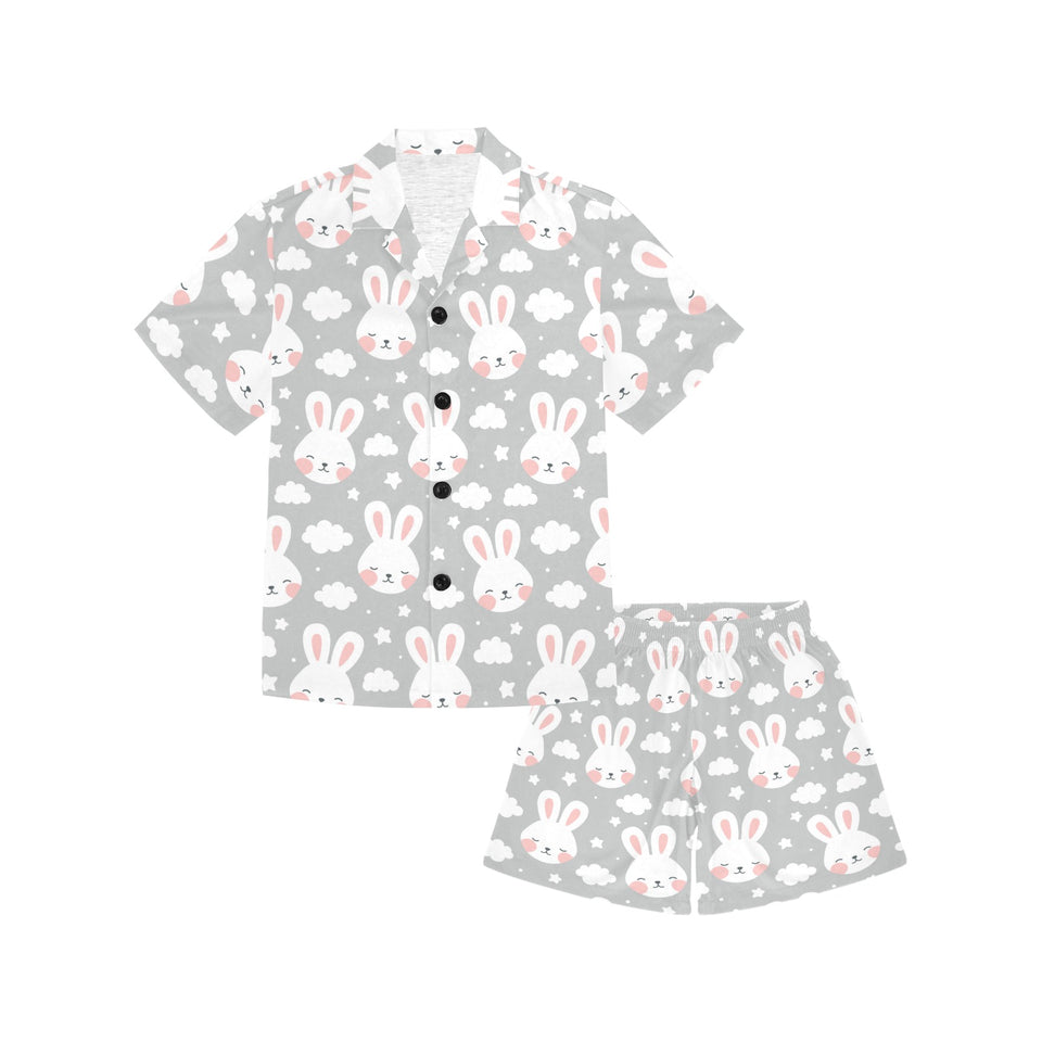 Rabbit cloud Pattern Kids' Boys' Girls' V-Neck Short Pajama Set
