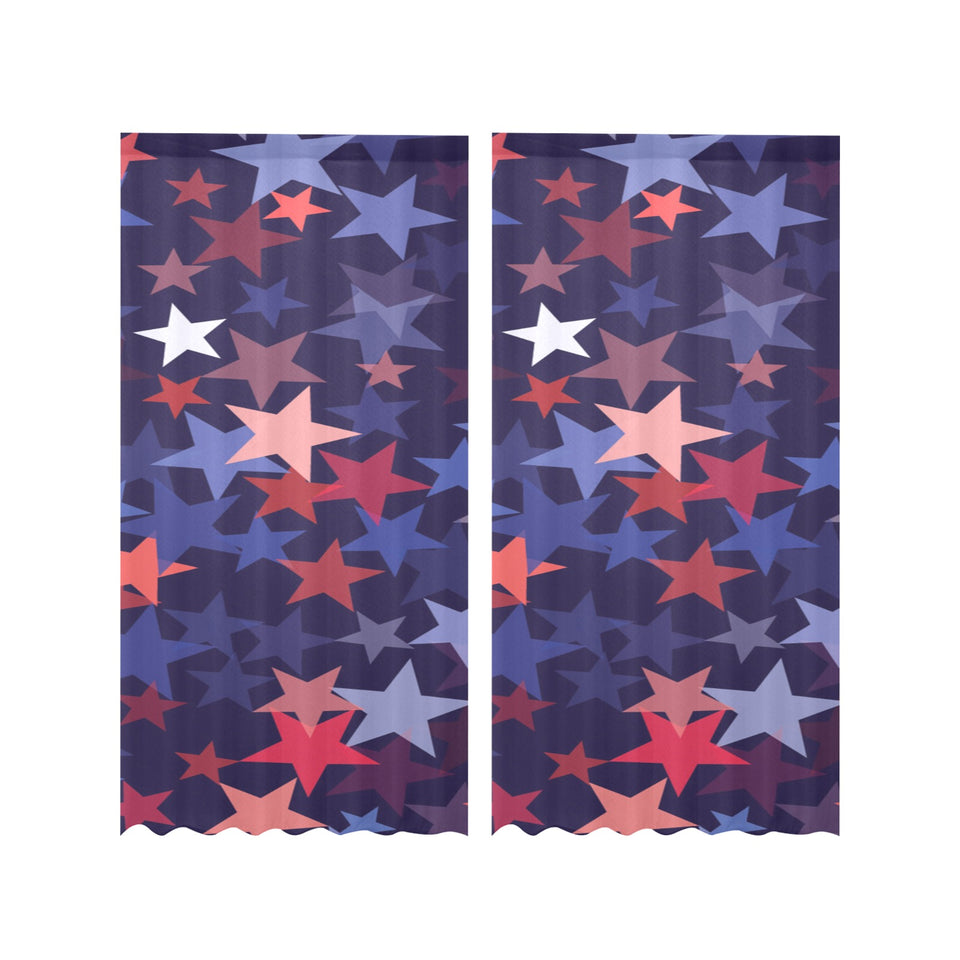 Red blue star pattern Gauze Curtain