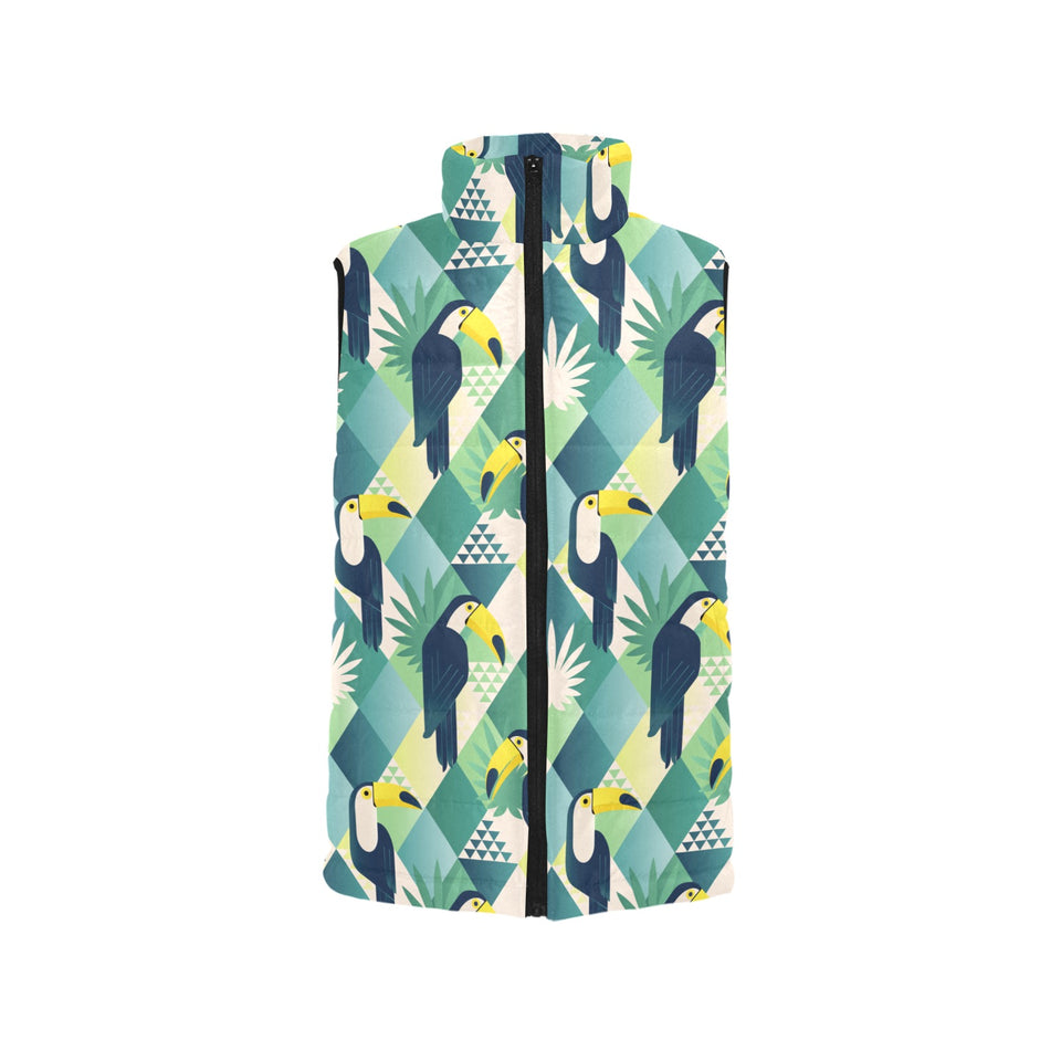 Toucan tropical leaves design pattern Women's Padded Vest