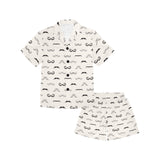 Mustache Beard Pattern Print Design 05 Kids' Boys' Girls' V-Neck Short Pajama Set