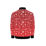 Snowflake pattern red background Kids' Boys' Girls' Bomber Jacket