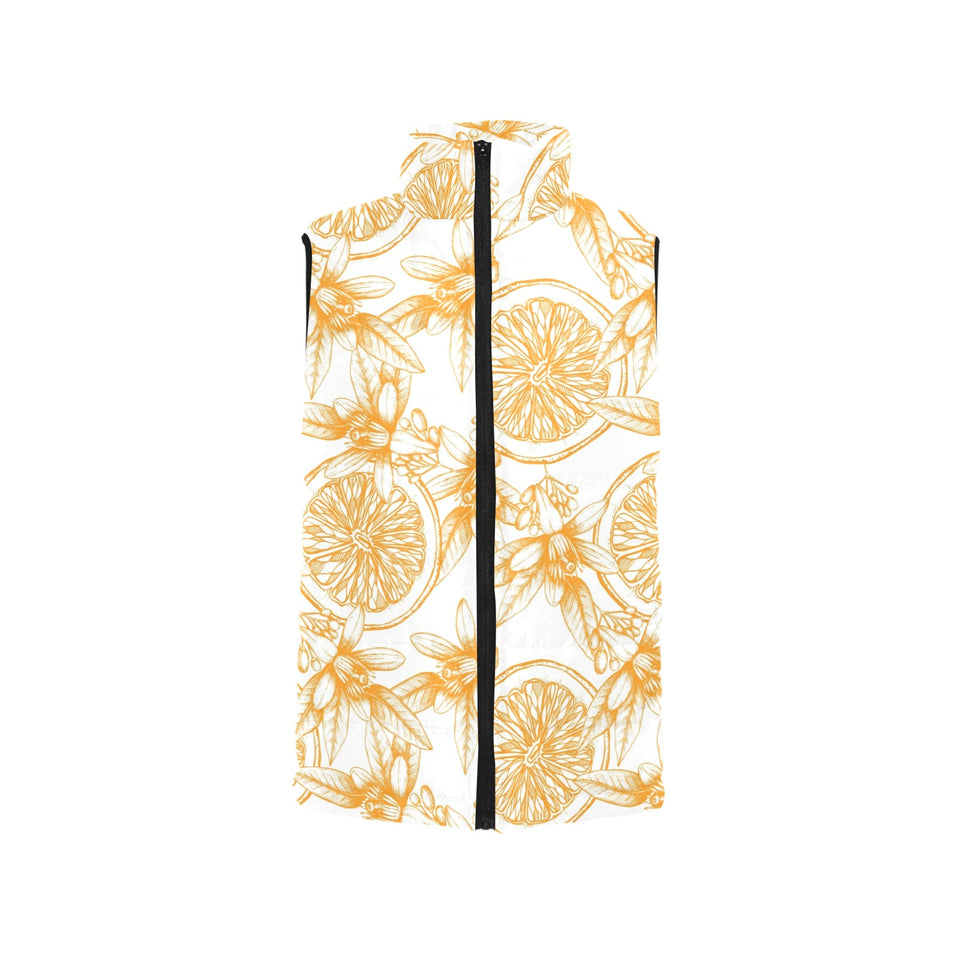 hand drawn orange fruit pattern Women's Padded Vest