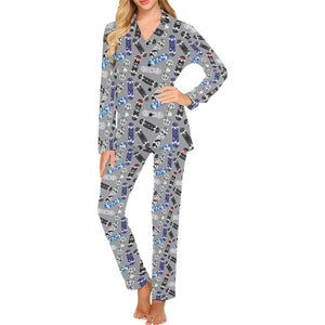 Skate Board Pattern Print Design 03 Women's Long Pajama Set