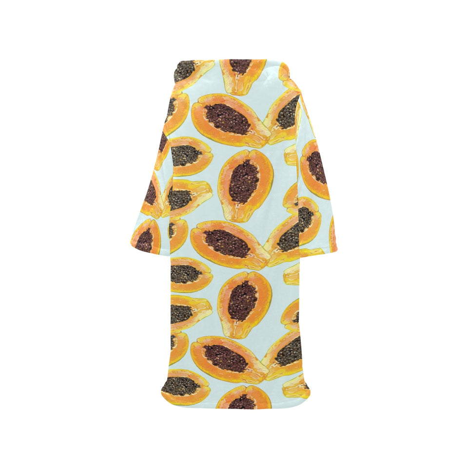 Watercolor papaya pattern Blanket Robe with Sleeves