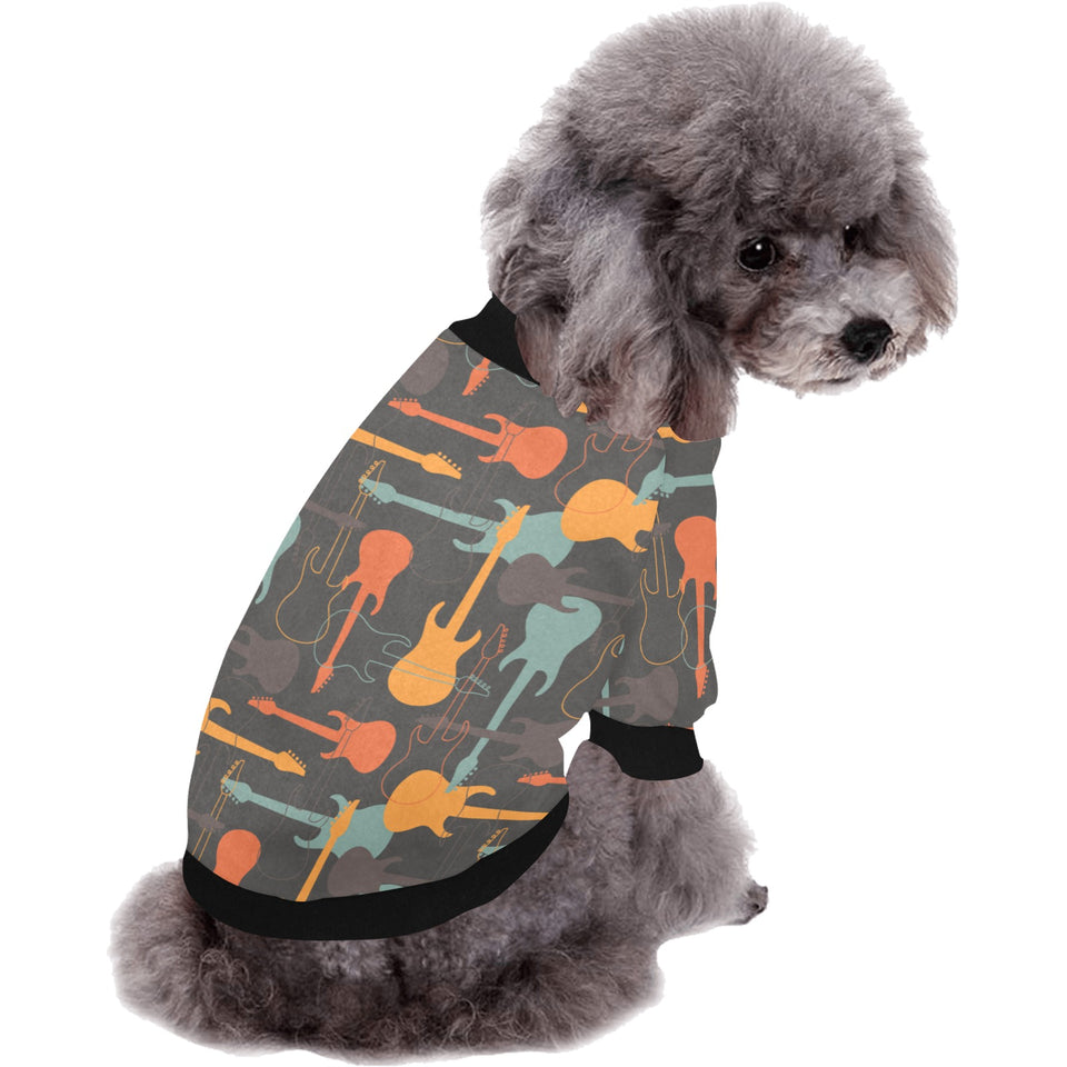 electric guitars pattern All Over Print Pet Dog Round Neck Fuzzy Shirt