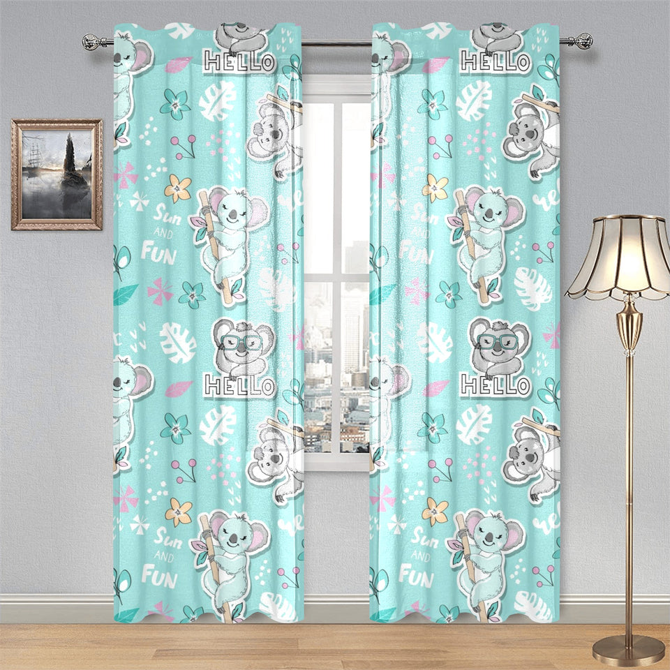 Cute koalas blue background pattern Gauze Curtain