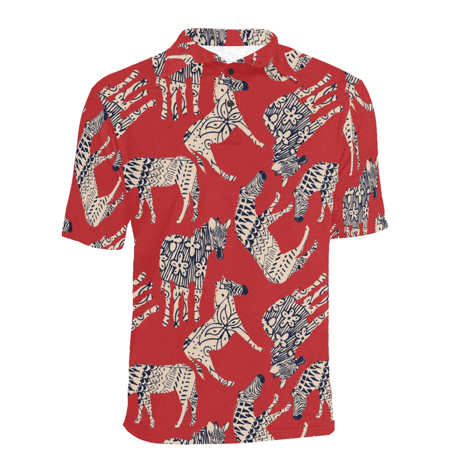 Zebra abstract red background Men's All Over Print Polo Shirt