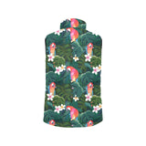 Parrot Palm tree leaves flower hibiscus pattern Women's Padded Vest