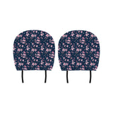 Pink sakura cherry blossom blue background Car Headrest Cover