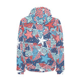 Hand drawn colorful starfish Men's Padded Hooded Jacket