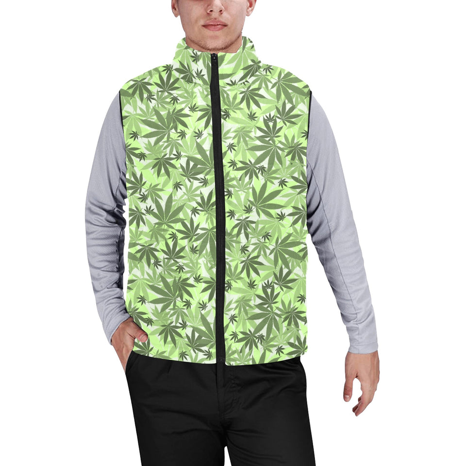 Canabis Marijuana Weed Pattern Print Design 01 Men's Padded Vest