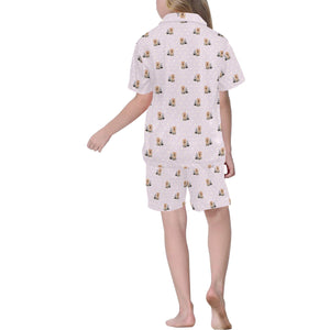 Yorkshire Terrier Pattern Print Design 02 Kids' Boys' Girls' V-Neck Short Pajama Set