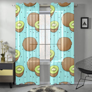 Kiwi blue background Gauze Curtain