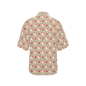 English Bulldog Pattern Print Design 05 Women's All Over Print Hawaiian Shirt