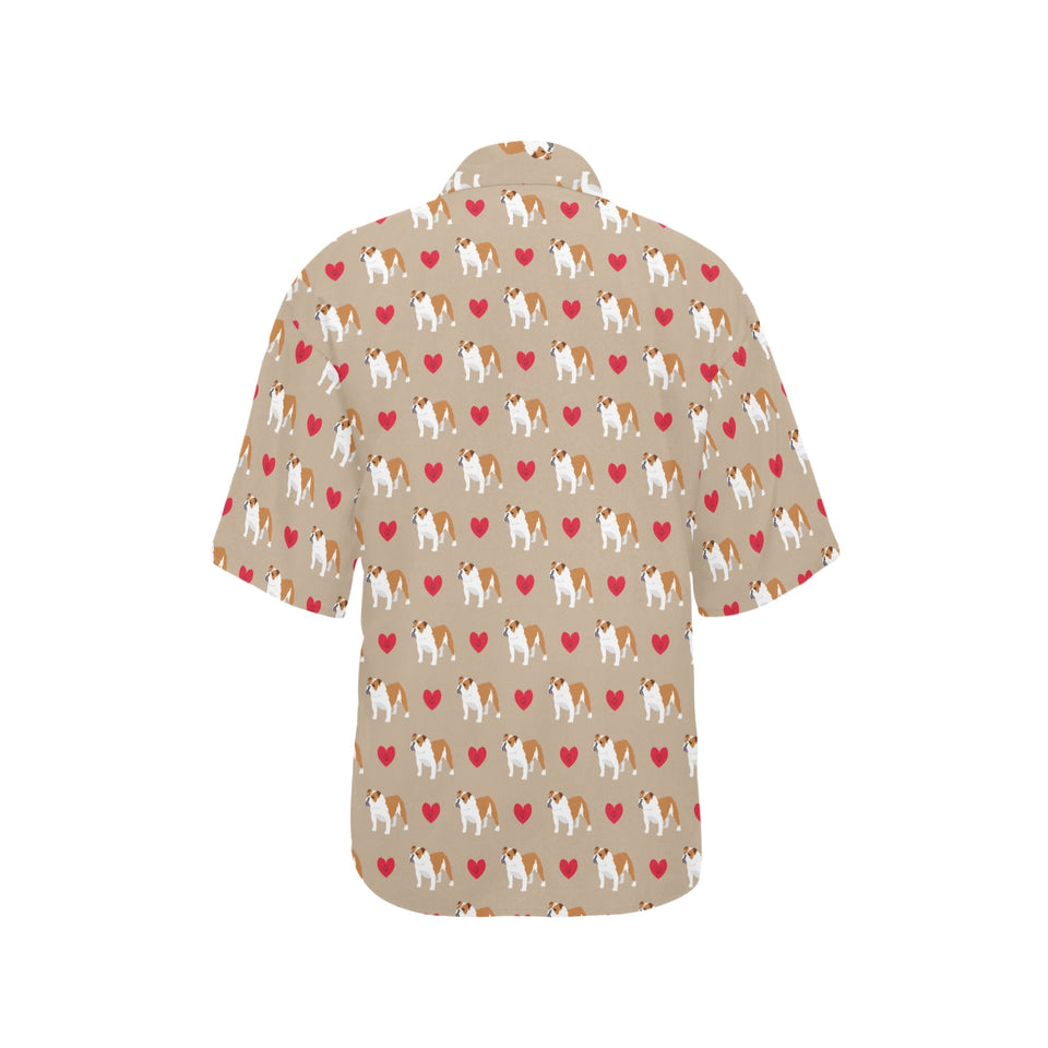 English Bulldog Pattern Print Design 05 Women's All Over Print Hawaiian Shirt