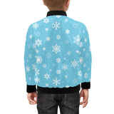 Snowflake pattern blue background Kids' Boys' Girls' Bomber Jacket
