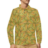Corn Pattern Print Design 01 Men's Long Sleeve Polo Shirt