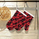 Casino Cards Suits Pattern Print Design 02 Heat Resistant Oven Mitts
