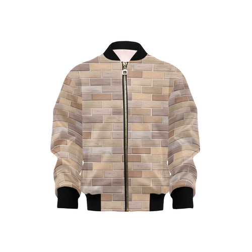 Brick Printed Pattern Print Design 01 Kids' Boys' Girls' Bomber Jacket