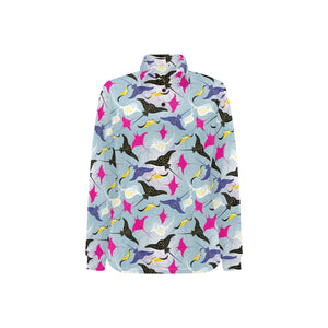 Stingray Pattern Print Design 01 Women's Long Sleeve Polo Shirt