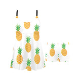 Pineapples pattern Chest Sexy Pleated Two Piece Swim Dress