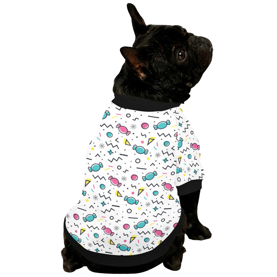 Candy design pattern All Over Print Pet Dog Round Neck Fuzzy Shirt