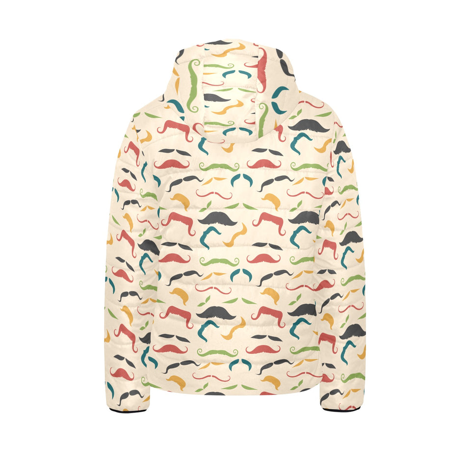 Mustache Beard Pattern Print Design 03 Kids' Boys' Girls' Padded Hooded Jacket