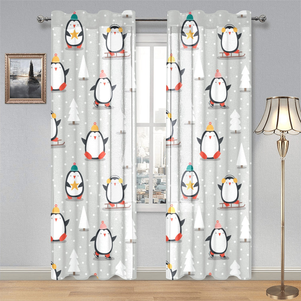 Cute Penguin christmas pattern Gauze Curtain