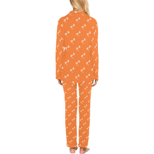 Engine Piston Orange Background Pattern Design 05 Women's Long Pajama Set