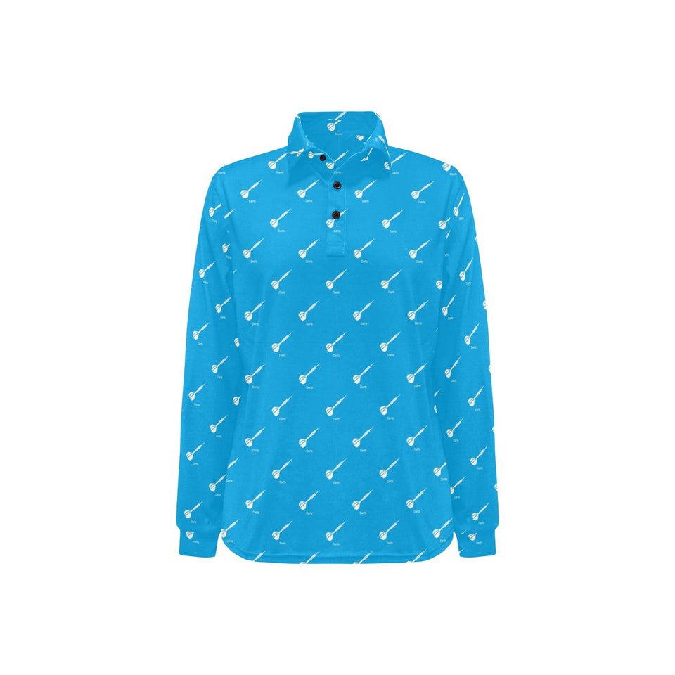 Darts Pattern Print Design 05 Women's Long Sleeve Polo Shirt