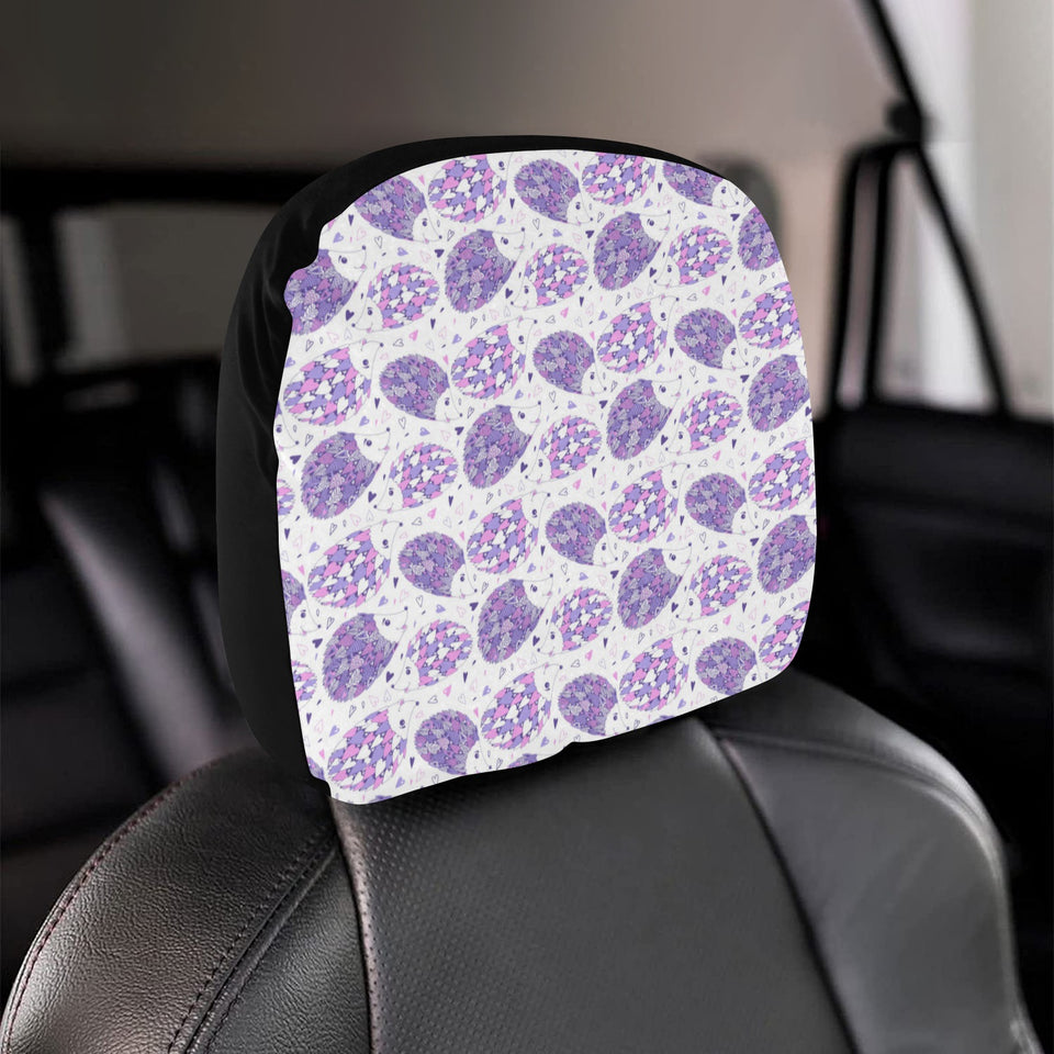 Hedgehog Pattern Print Design 05 Car Headrest Cover