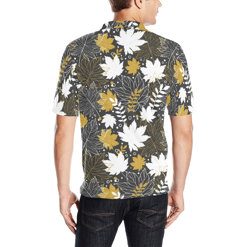 Beautiful gold autumn maple leaf pattern Men's All Over Print Polo Shirt