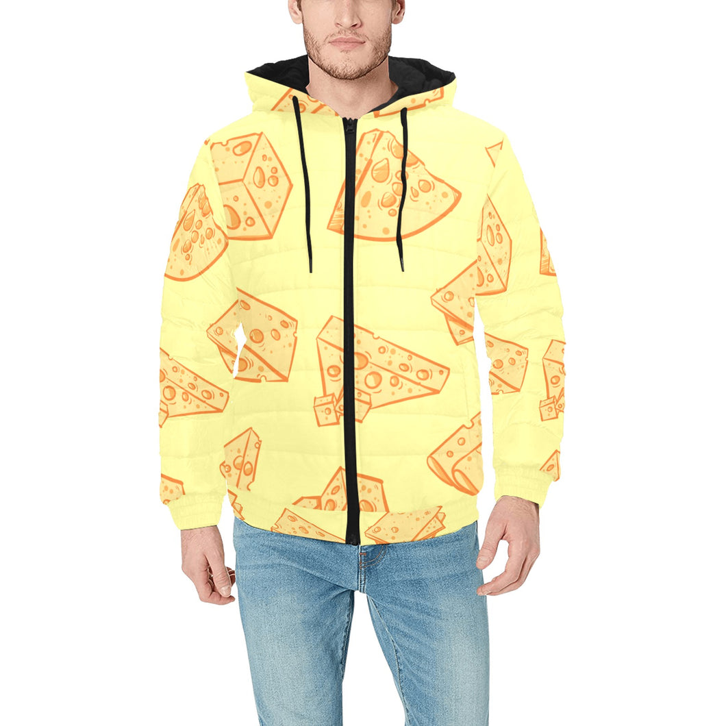 Cheese design pattern Men's Padded Hooded Jacket