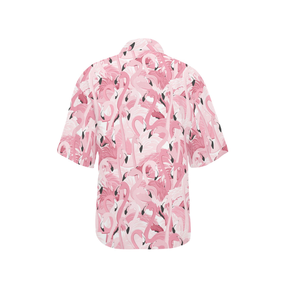 Pink flamingos pattern background Women's All Over Print Hawaiian Shirt