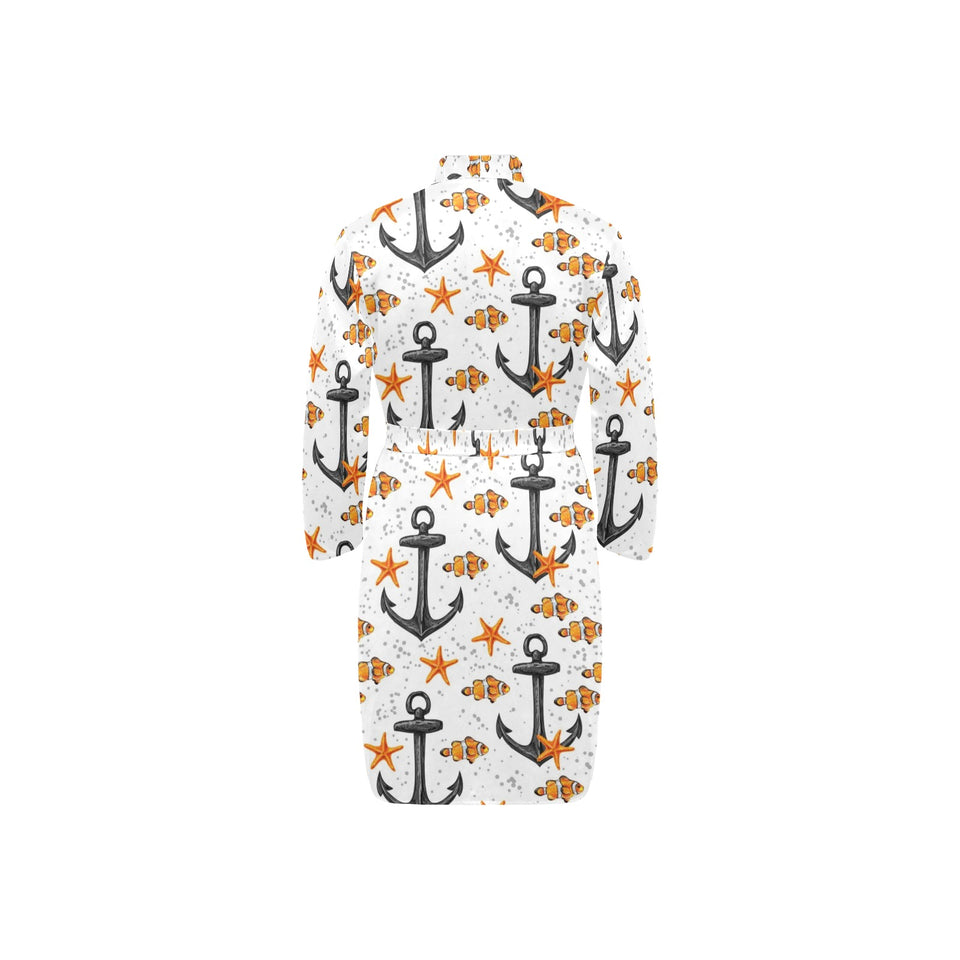Clown Fish Pattern Print Design 02 Men's Long Sleeve Belted Night Robe