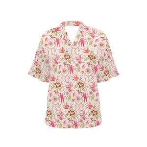 Swallow Pattern Print Design 01 Women's All Over Print Hawaiian Shirt