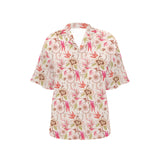 Swallow Pattern Print Design 01 Women's All Over Print Hawaiian Shirt