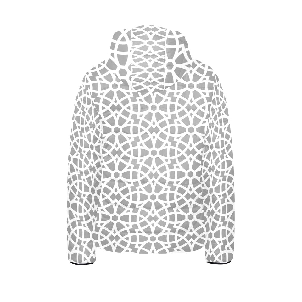 arabic gray pattern Kids' Boys' Girls' Padded Hooded Jacket
