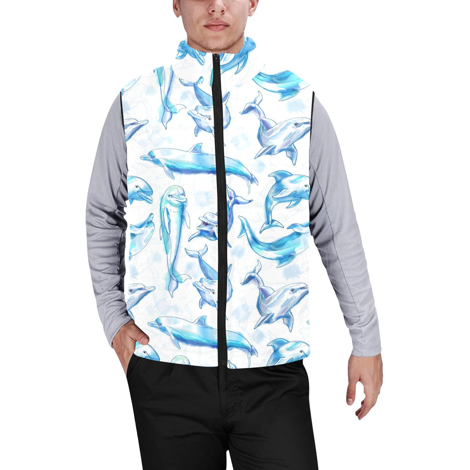 Watercolor dolphin pattern Men's Padded Vest
