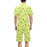 Snail Pattern Print Design 01 Men's V-Neck Short Pajama Set