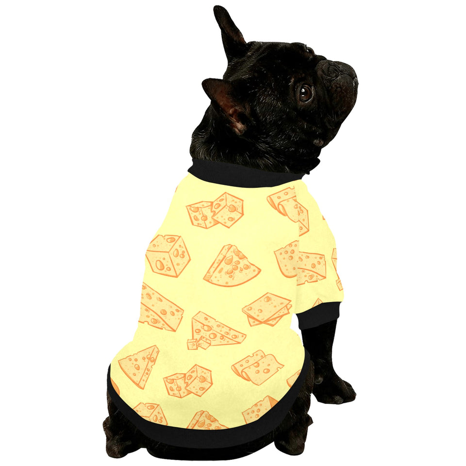 Cheese design pattern All Over Print Pet Dog Round Neck Fuzzy Shirt