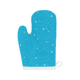 Airplane destinations blue background Heat Resistant Oven Mitts