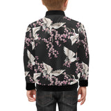Japanese crane pink sakura pattern Kids' Boys' Girls' Bomber Jacket