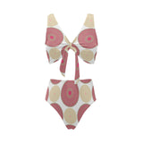 Circle indian pattern Chest Bowknot High Waisted Bikini Swimsuit