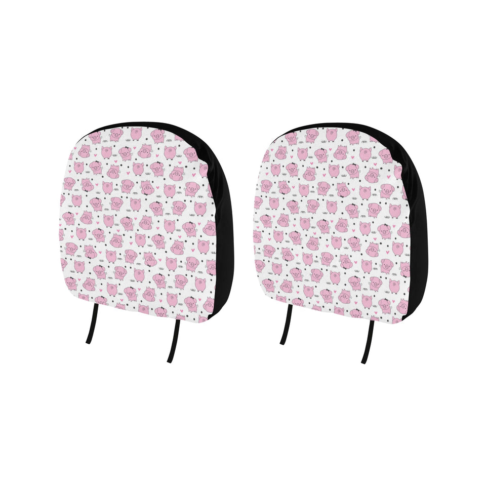 Pig Pattern Print Design 03 Car Headrest Cover
