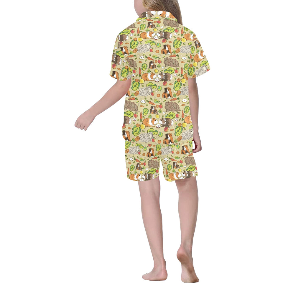 Guinea Pig Pattern Print Design 04 Kids' Boys' Girls' V-Neck Short Pajama Set