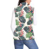 heliconia flowers, palm and monstera leaves Women's Padded Vest