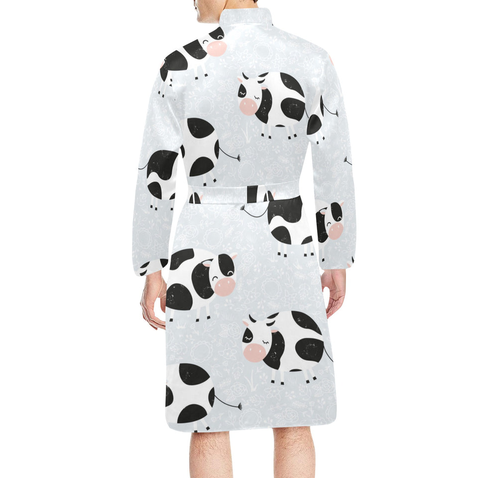 Cute cows pattern Men's Long Sleeve Belted Night Robe